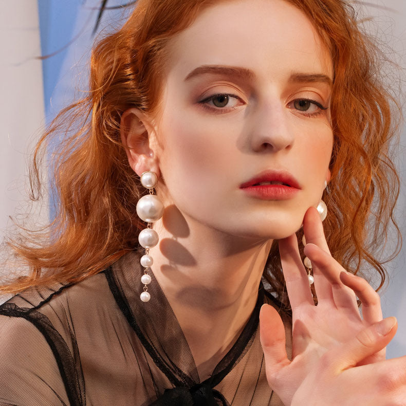 Exaggerated Pearl Flower Earrings – Elegant Statement Jewelry for Women