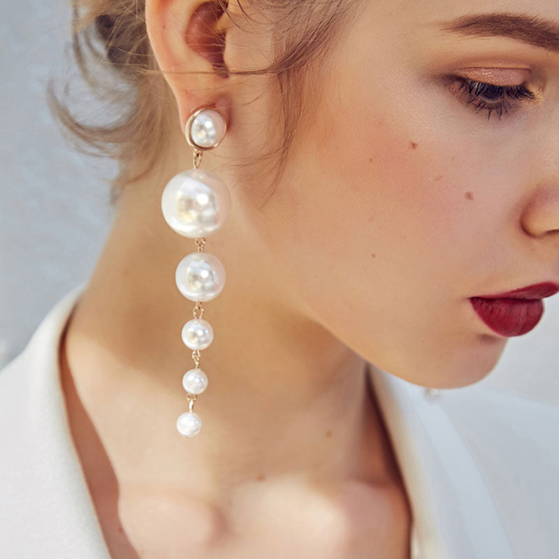 Exaggerated Pearl Flower Earrings – Elegant Statement Jewelry for Women