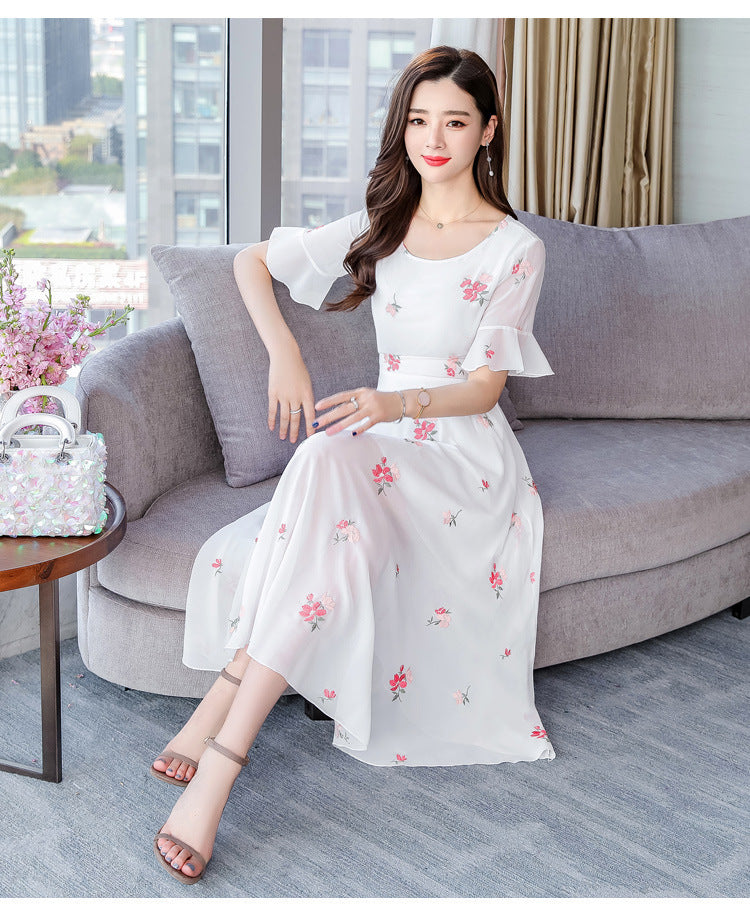 Floral Chiffon Slim Dress