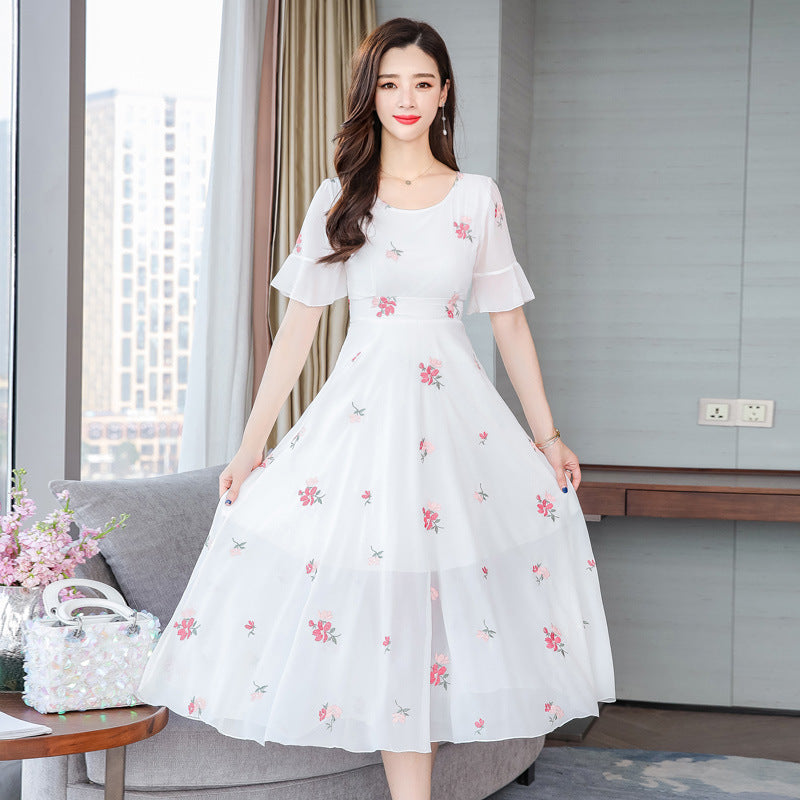 Floral Chiffon Slim Dress