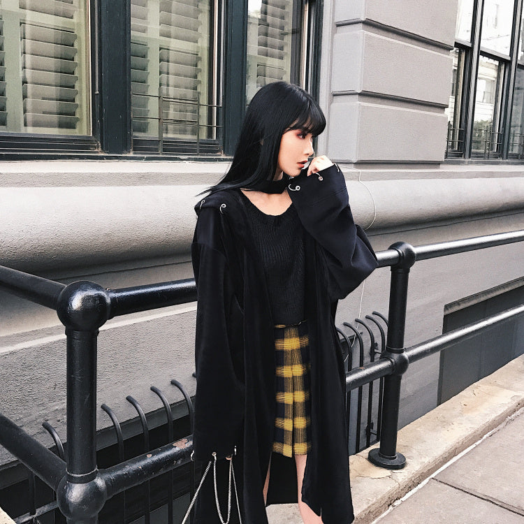High waist plaid college skirt