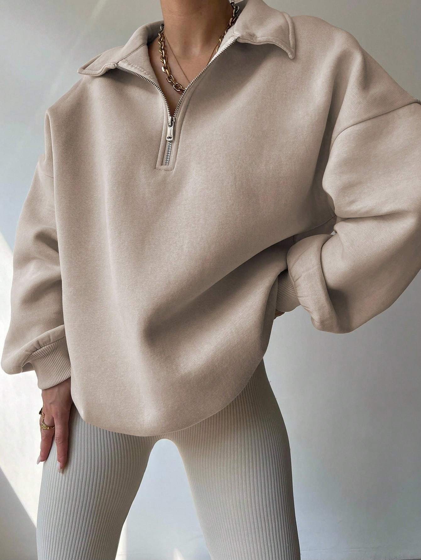 Women Basic Front Zipper Long Sleeve Hoodie