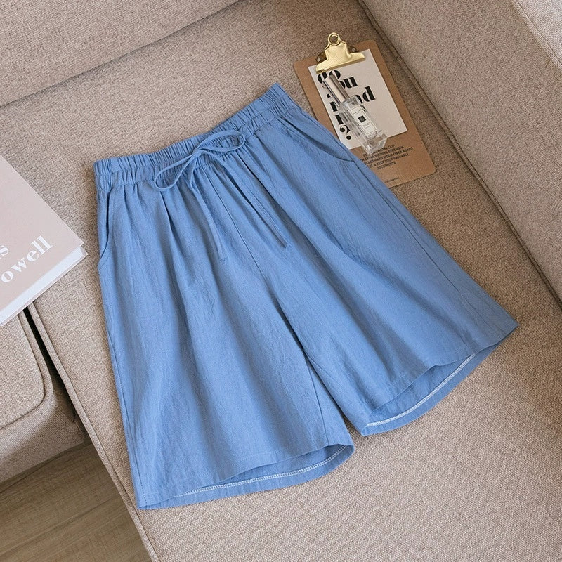 Cotton And Linen Loose Shorts For Women