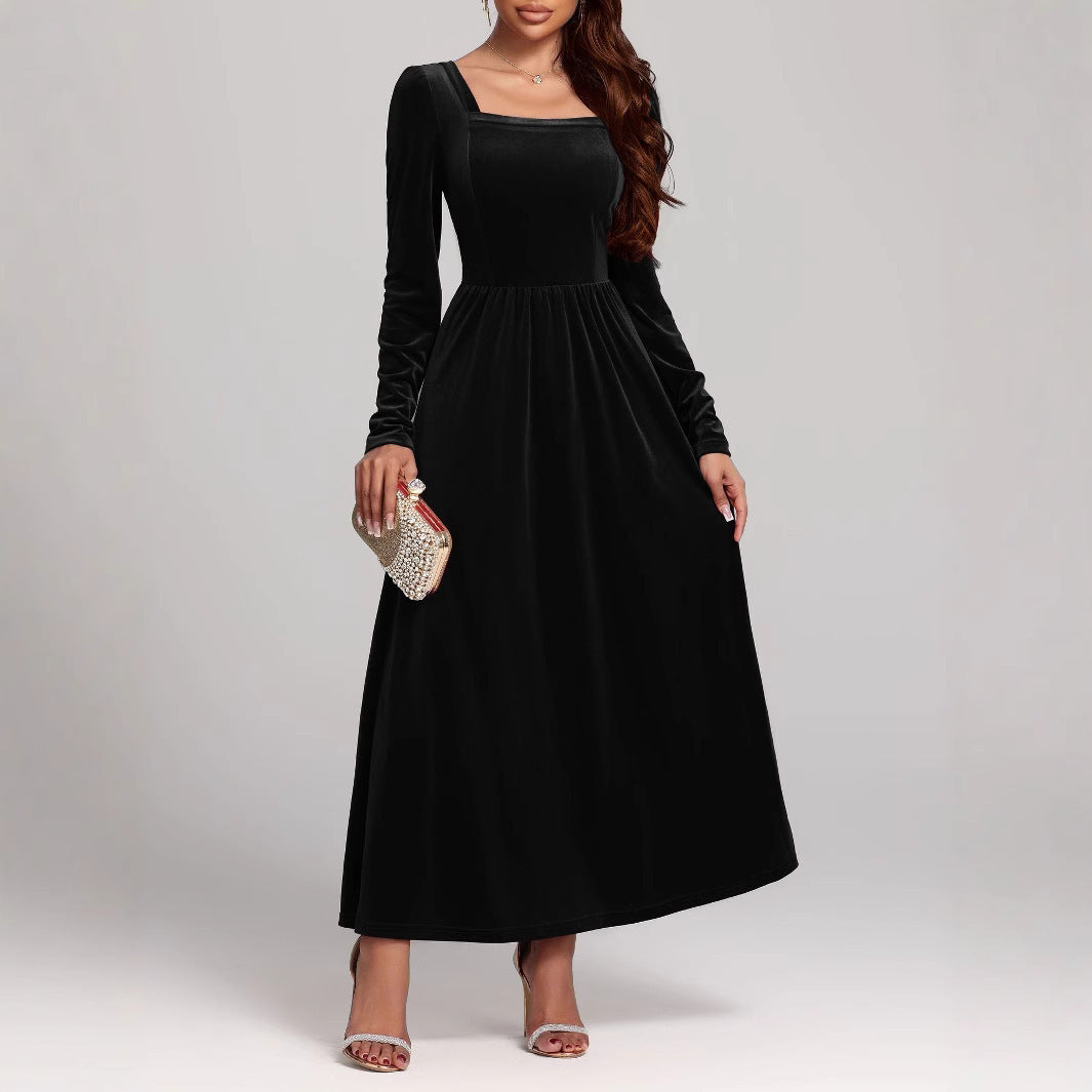 Long Evening Pleuche Dress