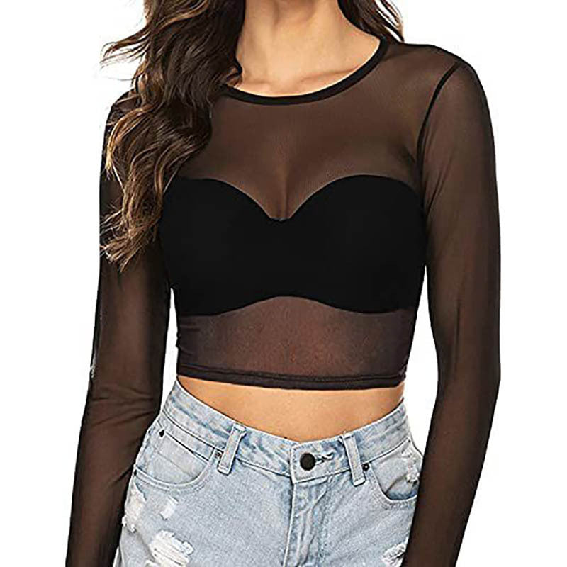 Sheer Fit Long Sleeve Mesh Top