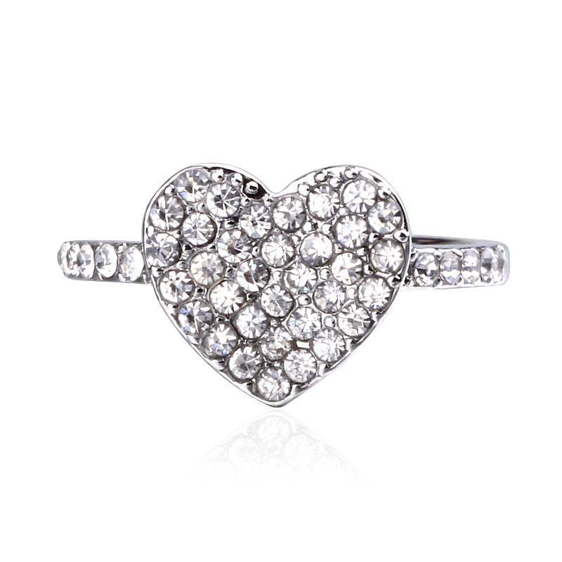 Crystal Heart Love Ring – Dainty Diamond-Style Band