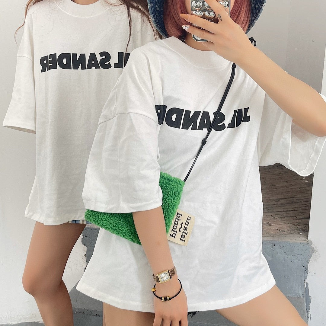Letter Printing Cozy Drop Shoulder Tee Summer