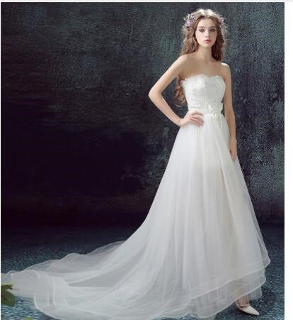 Detachable Mermaid Tulle Wedding Dress with Lace Appliqué