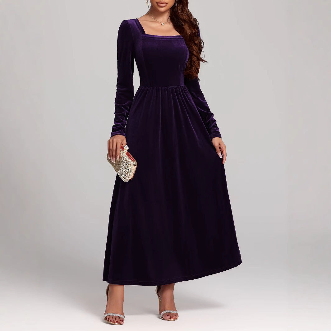 Long Evening Pleuche Dress