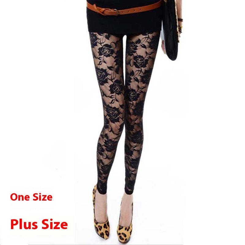 Autumn Lace Rose Hollow Leggings