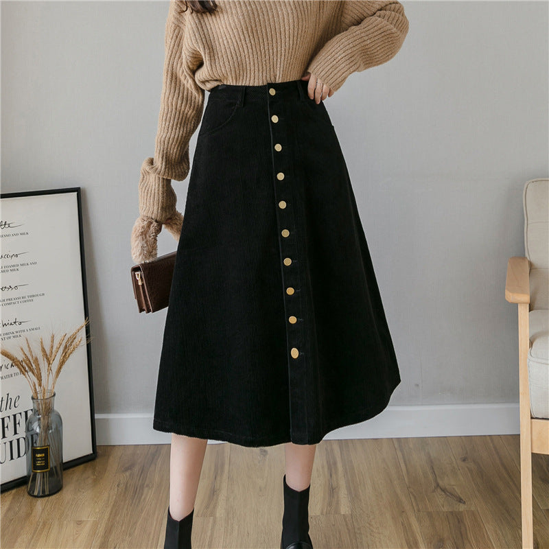 Retro Corduroy A-Line Skirt