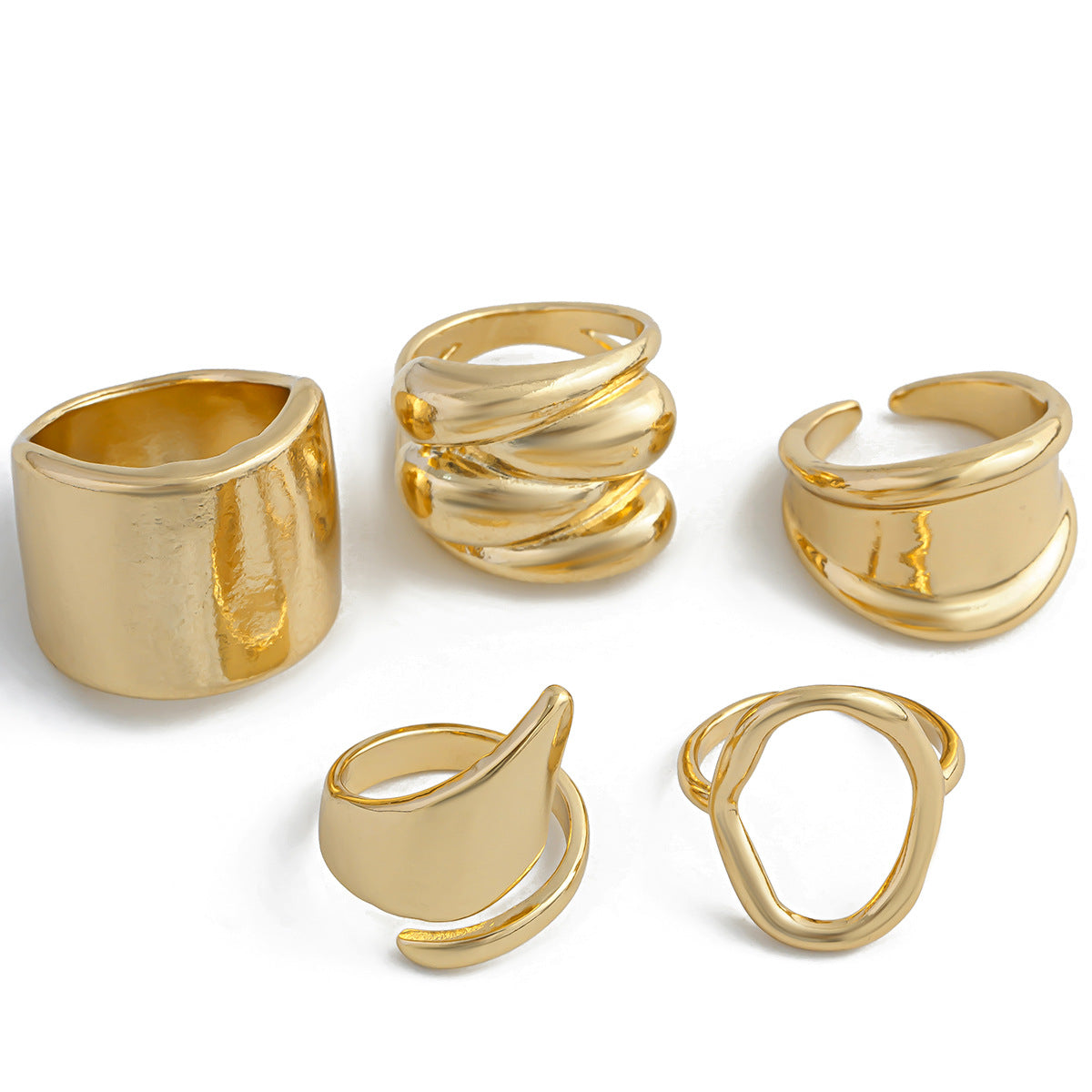 Trendy Irregular Geometric Open Ring Set – INS Cold Wind Style