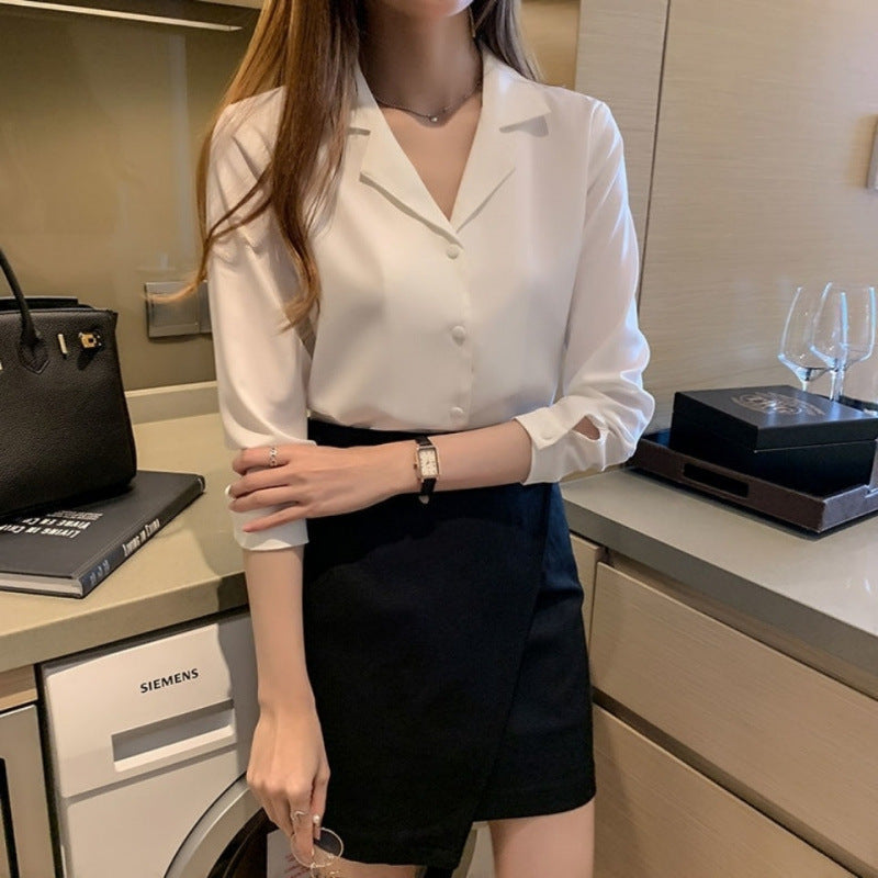 Buttons Loose Chiffon Shirt