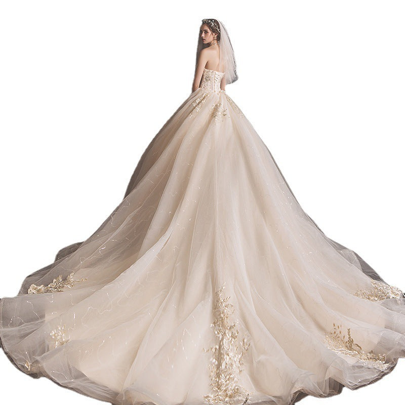 Mori Style Tube Top Trailing Wedding Dress