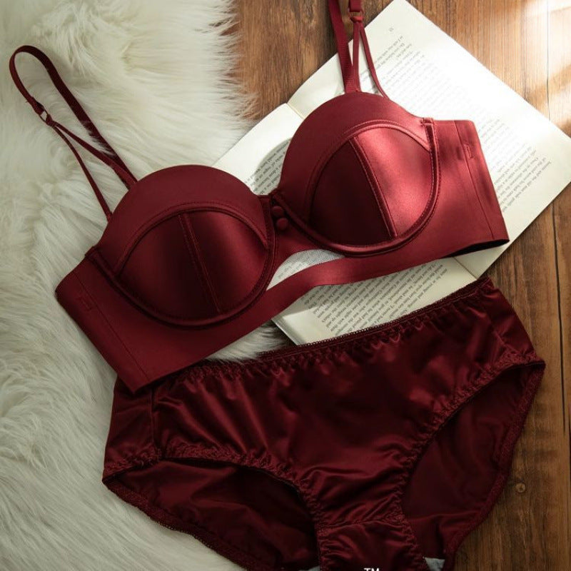 French Style Solid Colour Underwear & Bra Set
