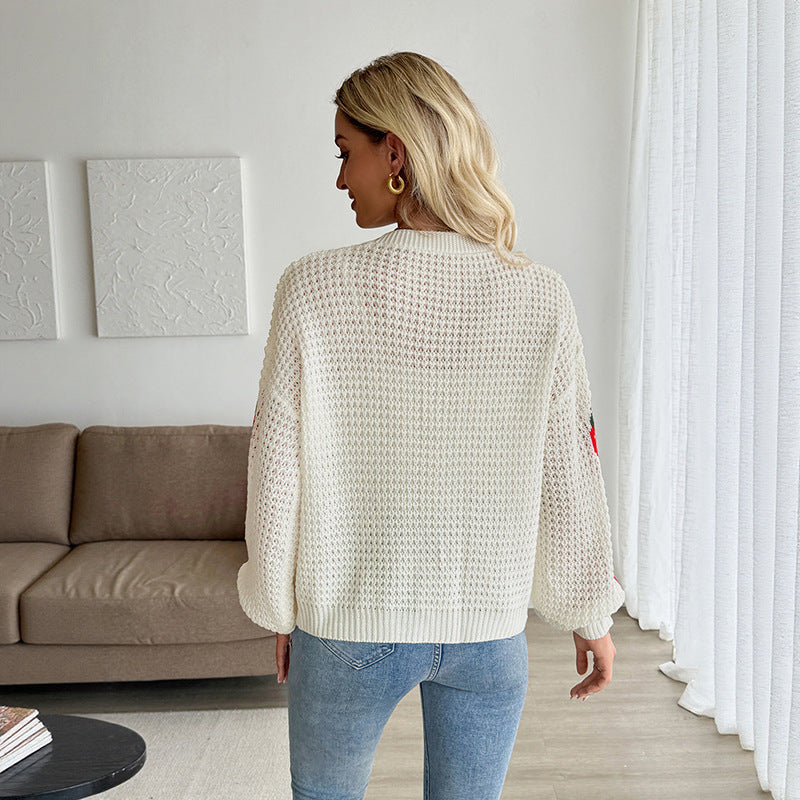 Strawberry Pattern Jacquard Sweater