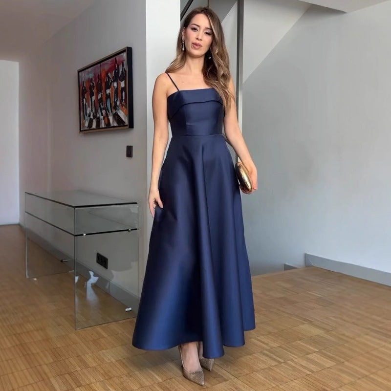 Solid Color Backless Tube Top Dress