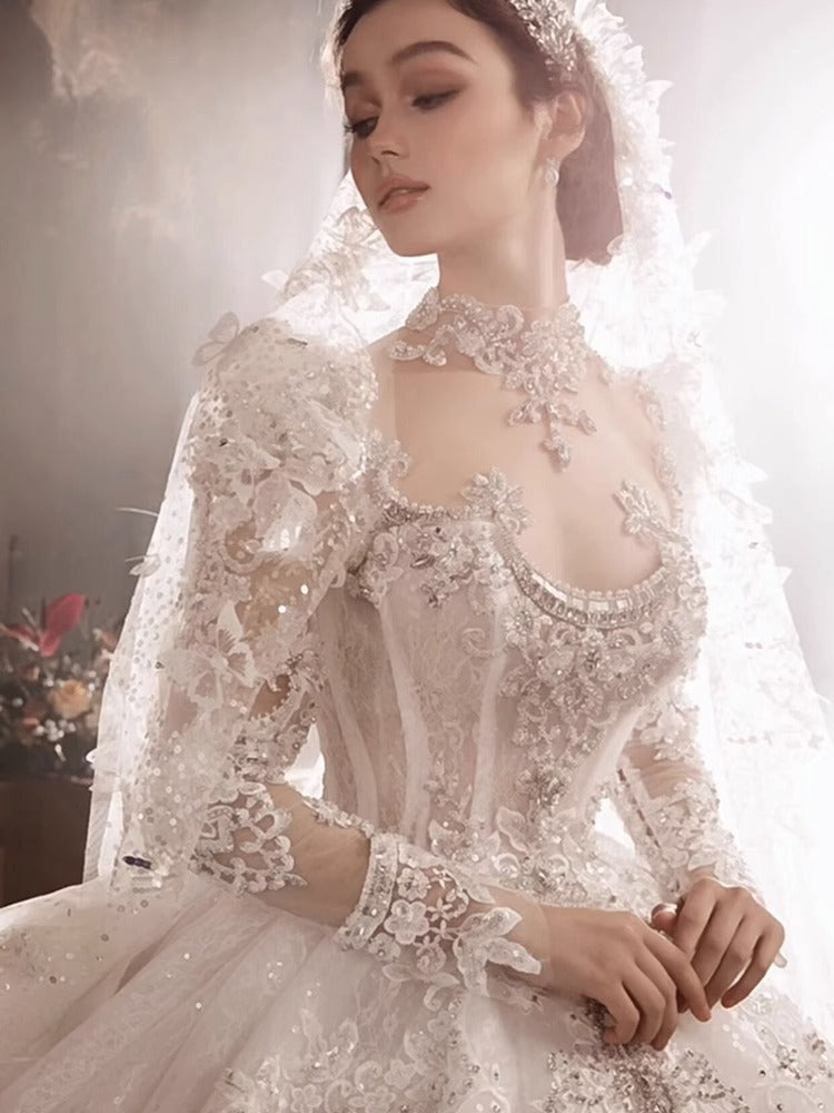 Royal Court Princess Large Tail Wedding Dress