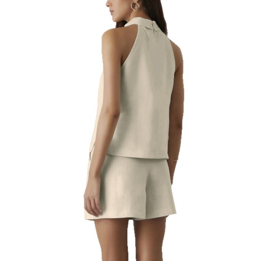 Halterneck Vest High Waist Wide Leg Pants Two-piece Set