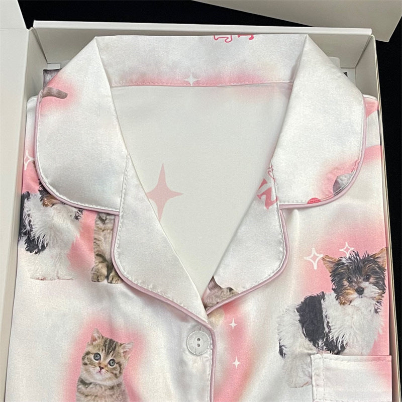 Cute Cat Print Pajamas