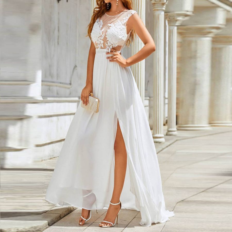Chiffon Lace Swing Wedding Dress