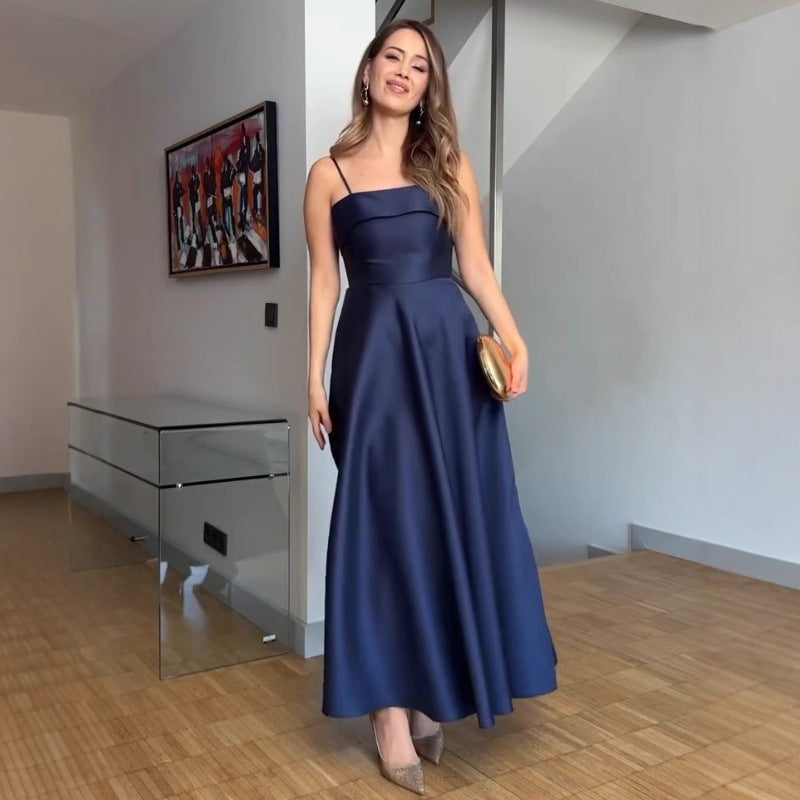 Solid Color Backless Tube Top Dress