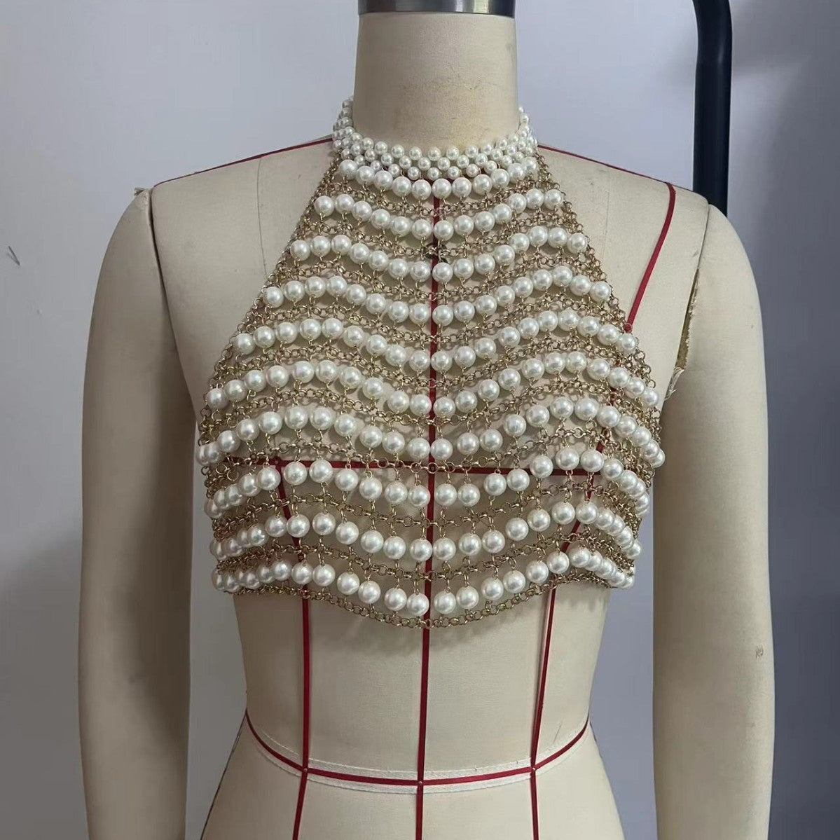 Chic Pearl Chain Vest Top