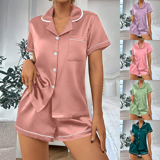Women’s Silk Shorts and Lapel Shirt Set