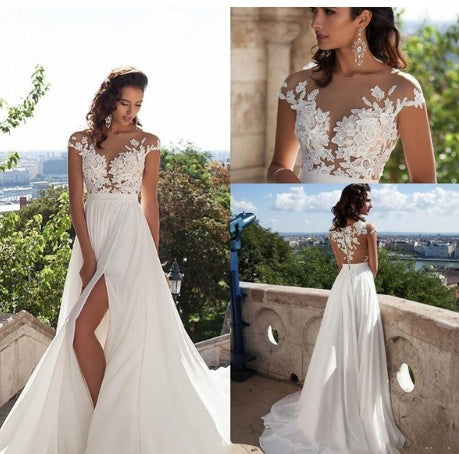 Bohemian Chiffon Applique Bridal Dress