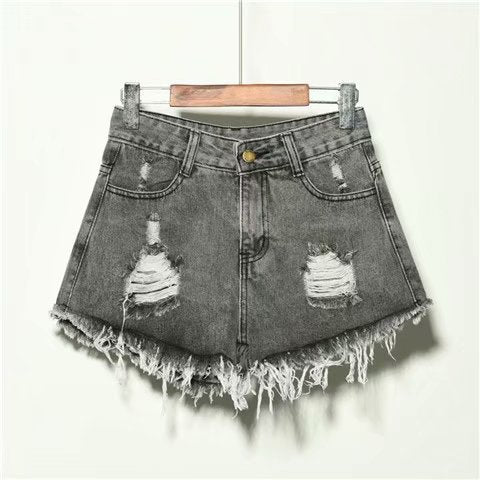 Women's High-Waist Ripped Denim Shorts