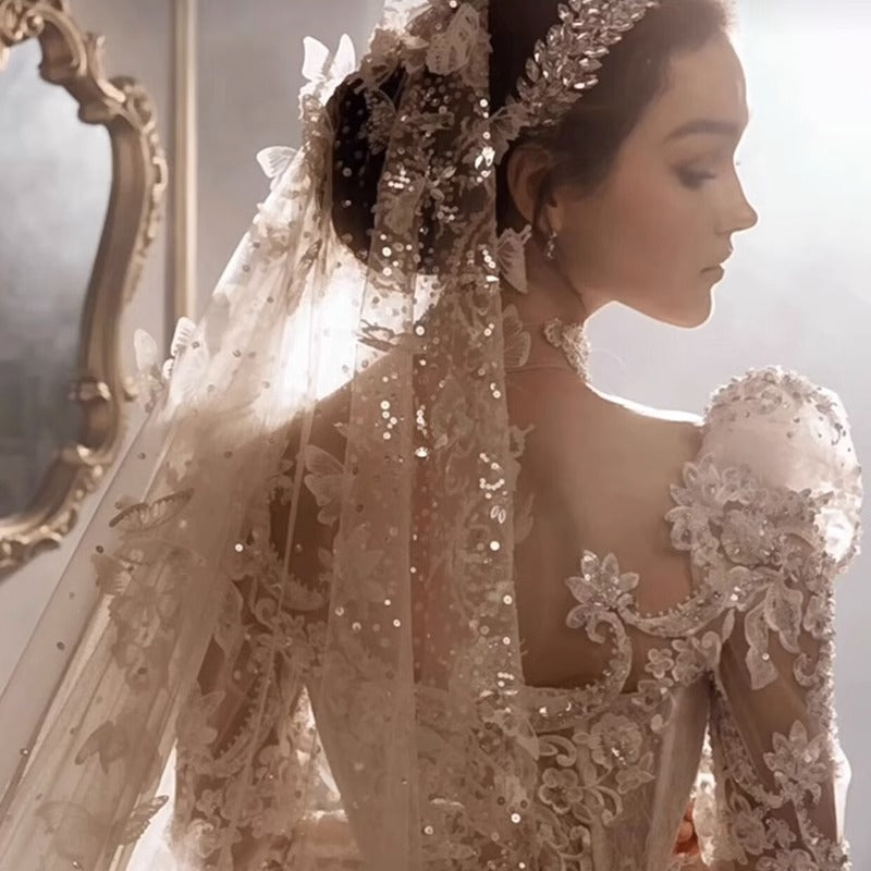 Royal Court Princess Large Tail Wedding Dress