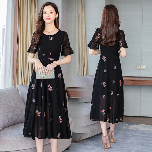 Floral Chiffon Slim Dress