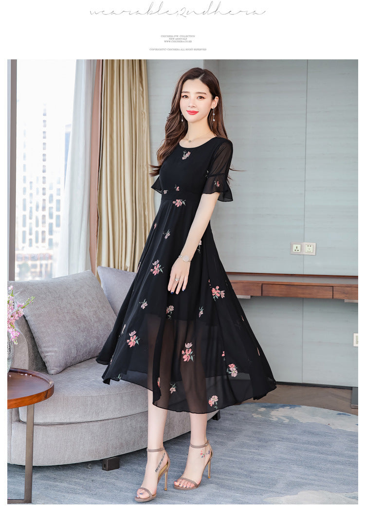 Floral Chiffon Slim Dress