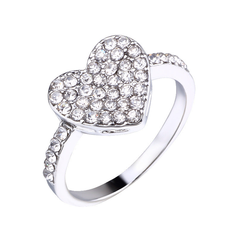 Crystal Heart Love Ring – Dainty Diamond-Style Band