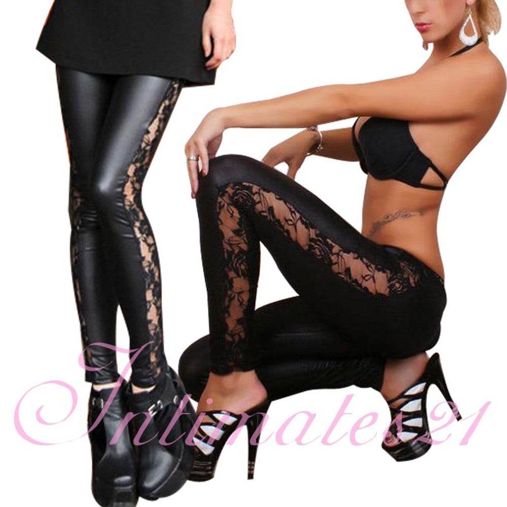 Lace Leather Leggings