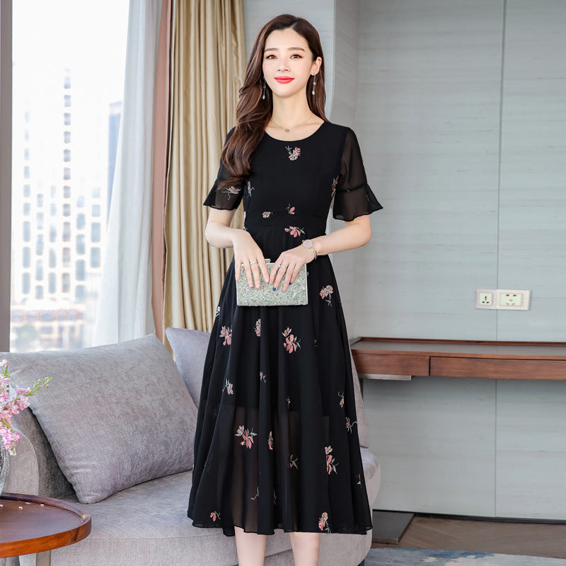 Floral Chiffon Slim Dress