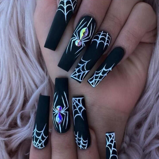 Dark Spider Halloween Nails
