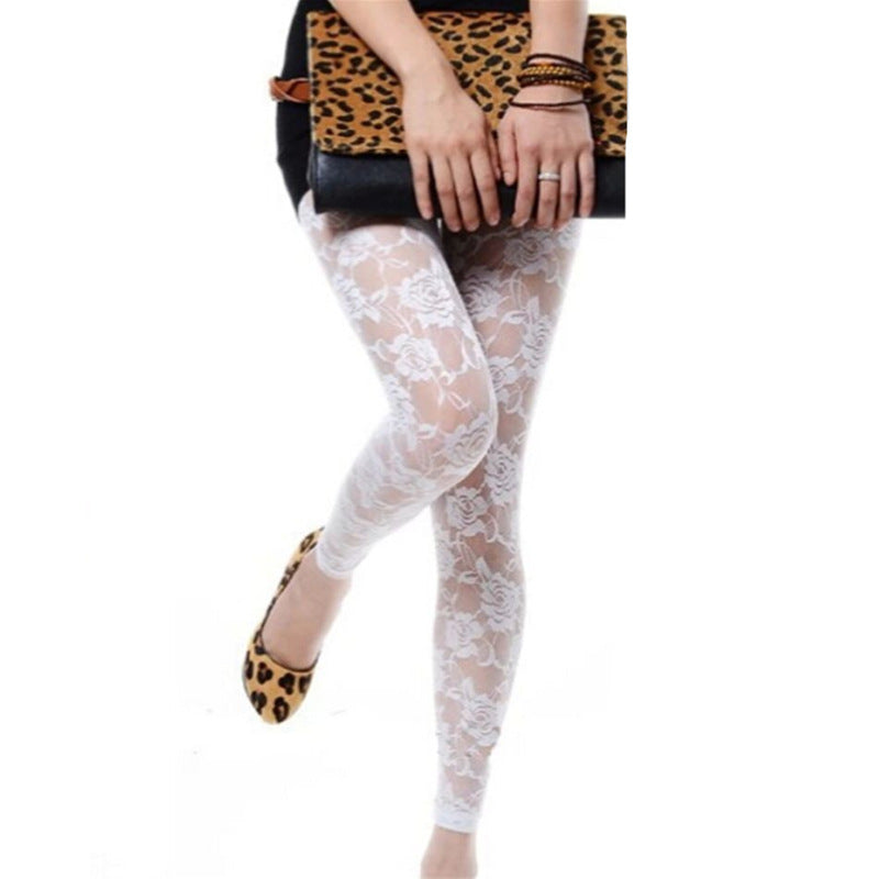 Autumn Lace Rose Hollow Leggings