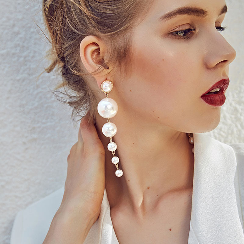 Exaggerated Pearl Flower Earrings – Elegant Statement Jewelry for Women