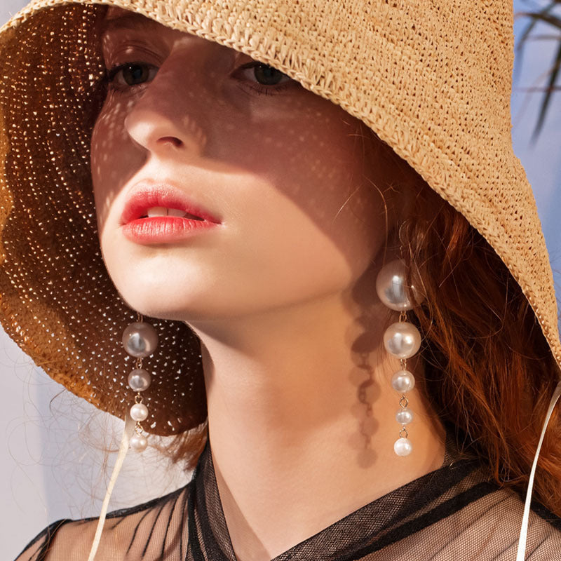 Exaggerated Pearl Flower Earrings – Elegant Statement Jewelry for Women