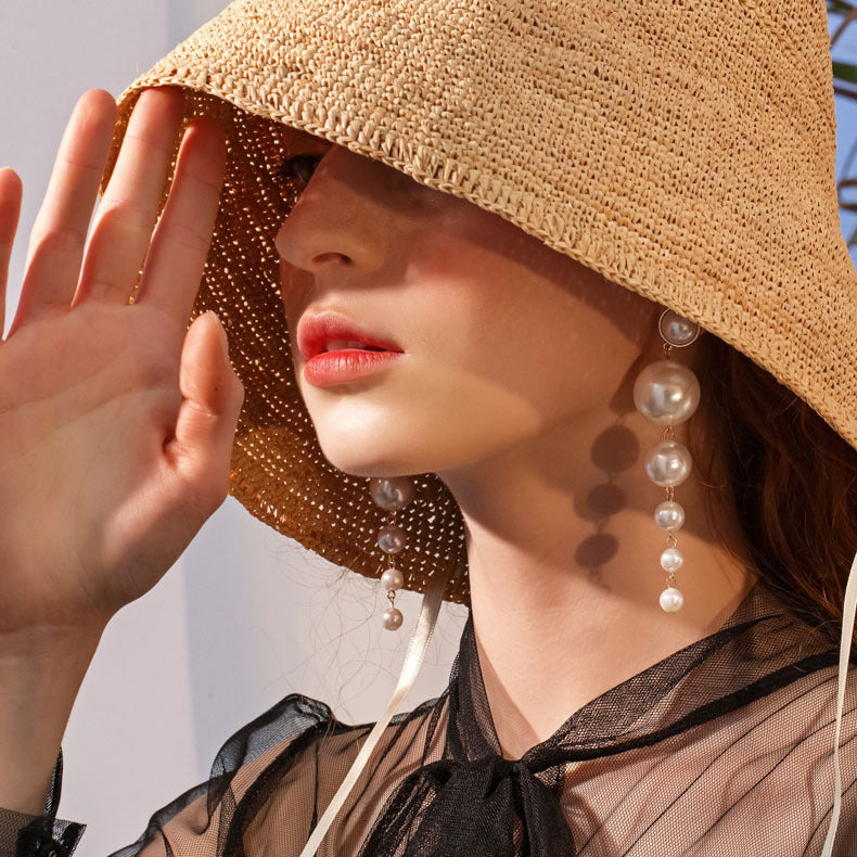 Exaggerated Pearl Flower Earrings – Elegant Statement Jewelry for Women