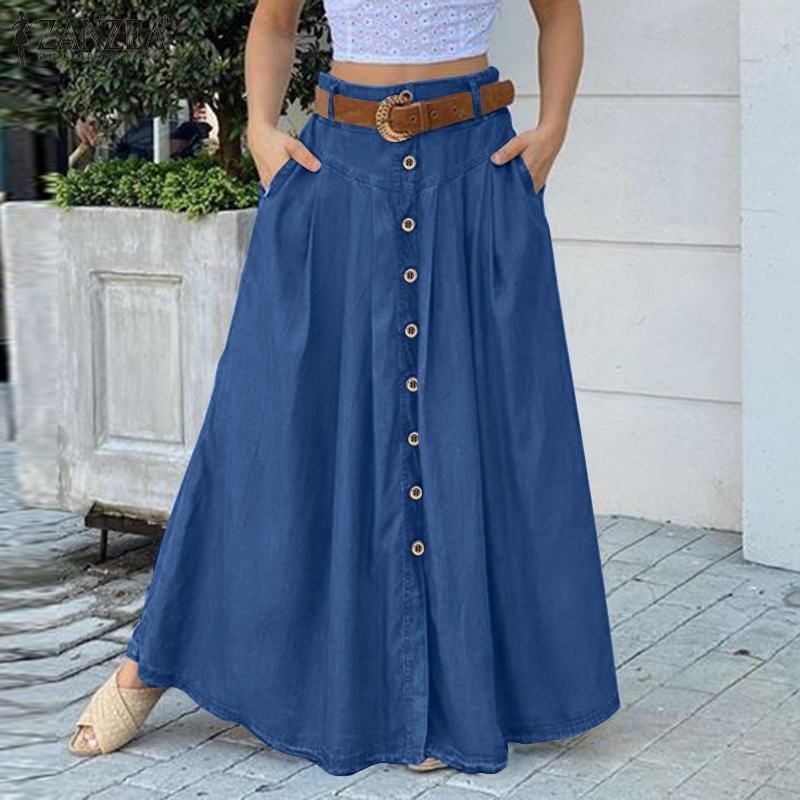 Stylish High Waist Solid Long Skirts