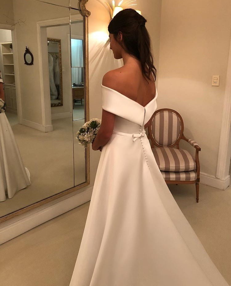 Satin A Line Wedding Dress
