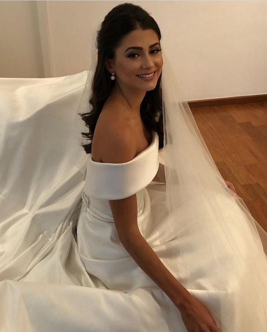 Satin A Line Wedding Dress