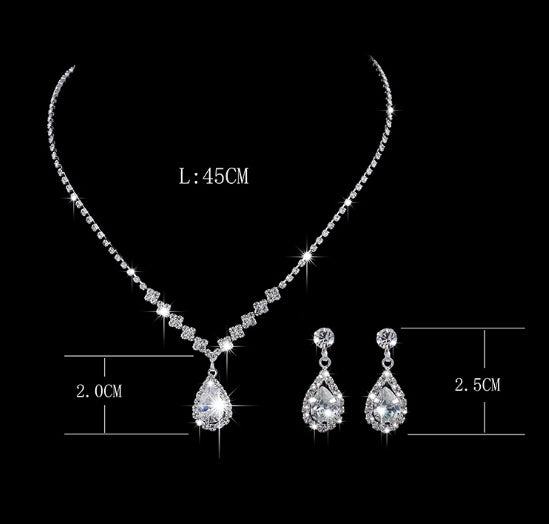 Zircon Teardrop Necklace & Earrings Set