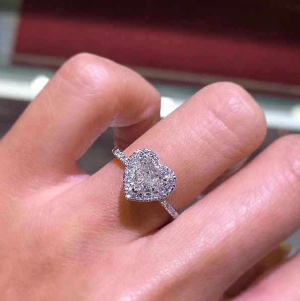 Crystal Heart Love Ring – Dainty Diamond-Style Band