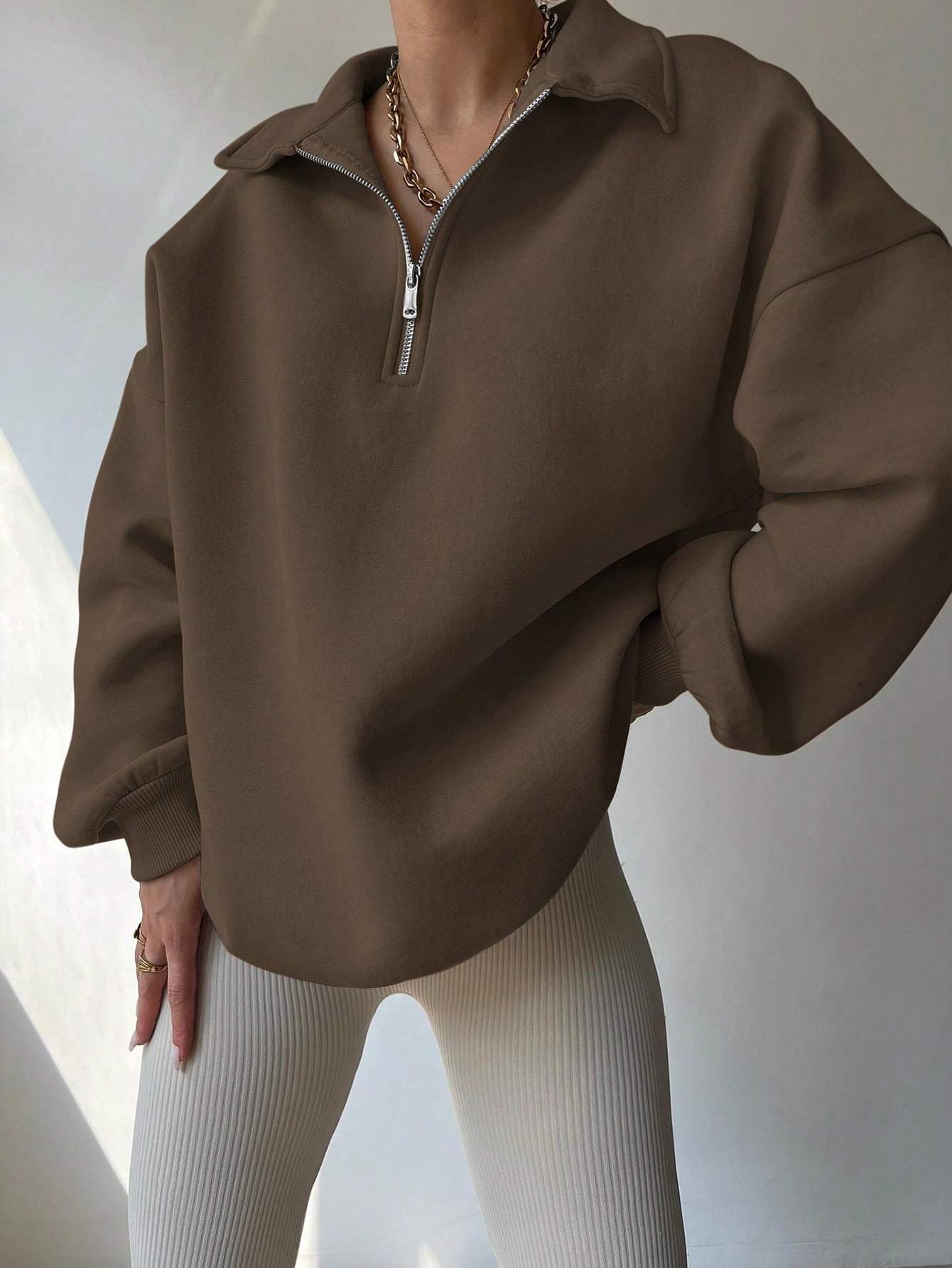 Women Basic Front Zipper Long Sleeve Hoodie