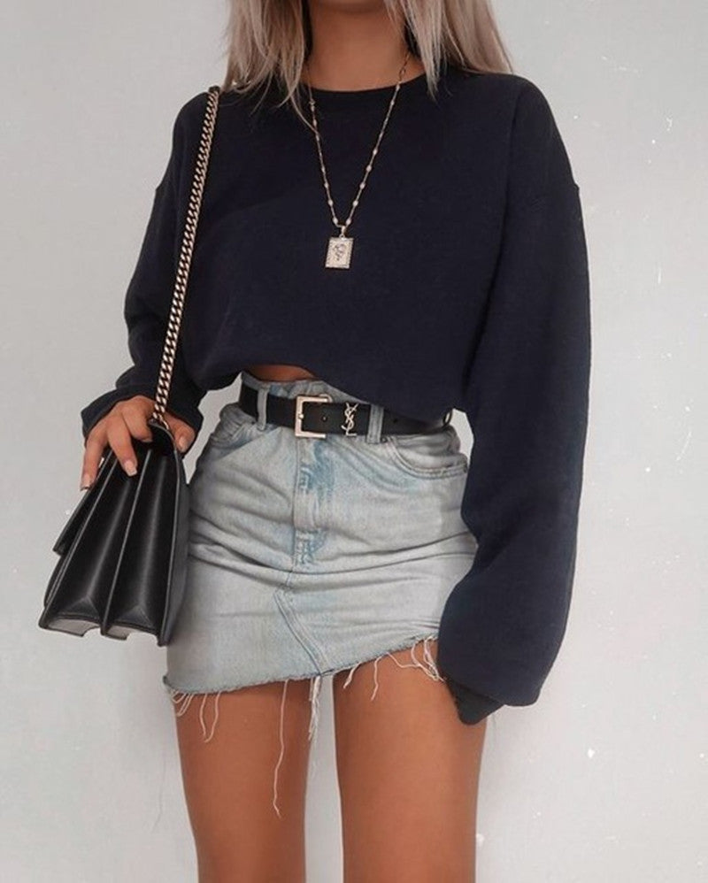 Long Baggy Sleeve Crop Top