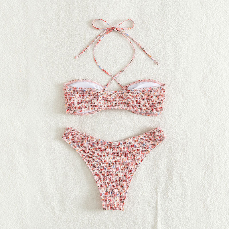 Flower Print Pleated Swimsuit