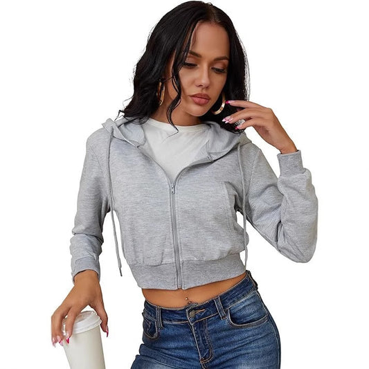 Women Sweatshirt Style Crop Hoodie